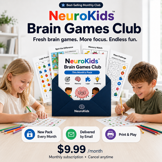 NeuroKids™ Brain Games Club: new printable brain games delivered every month.