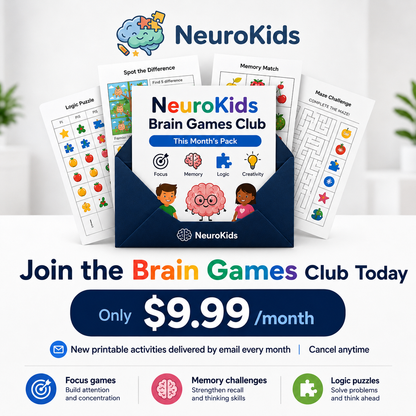 NeuroKids™ Brain Games Club: new printable brain games delivered every month.